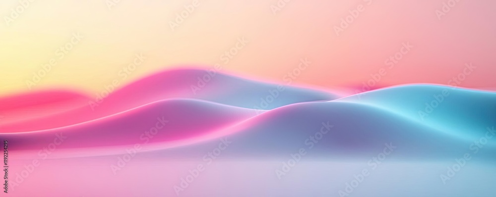 Poster blurred abstract background concept. a serene view of colorful, undulating waves in soft pastel tone