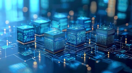 Obraz premium Abstract Digital Data Network: Futuristic Technology, AI, and Computing. A mesmerizing visualization of the digital world's intricate systems and connections.