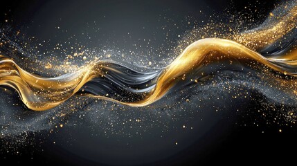 Abstract Gold and Black Liquid Wave: Luxury, Elegance, and Dynamic Flow in a Visually Stunning Abstract Art Piece