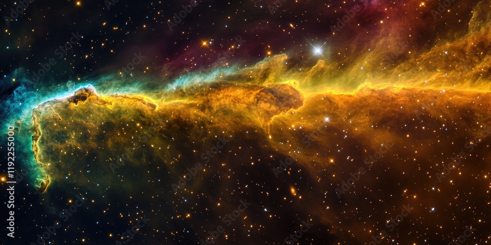 Canvas Prints a close-up view of a nebula within a galaxy, with vibrant colors of gas and dust illuminated by near