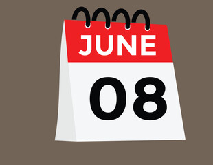 June 8 - Daily Calendar Icon with day of month