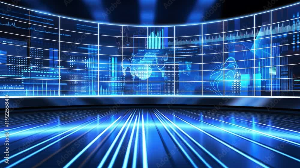 Aufkleber data stream visualization: futuristic digital display showcasing dynamic data streams, graphs, and c