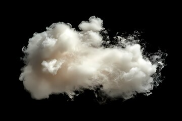 White Smoke Cloud Isolated on Black Background