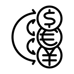 Foreign Exchange (Forex) Trading Vector Line Icon Design