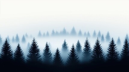 Obraz premium Blurred abstract background concept. Misty evergreen forest in shades of blue creates a serene and tranquil atmosphere.