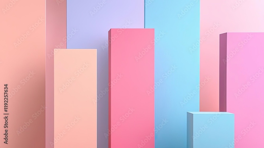 Poster blurred abstract background concept. colorful geometric shapes stack in pastel hues creating a moder