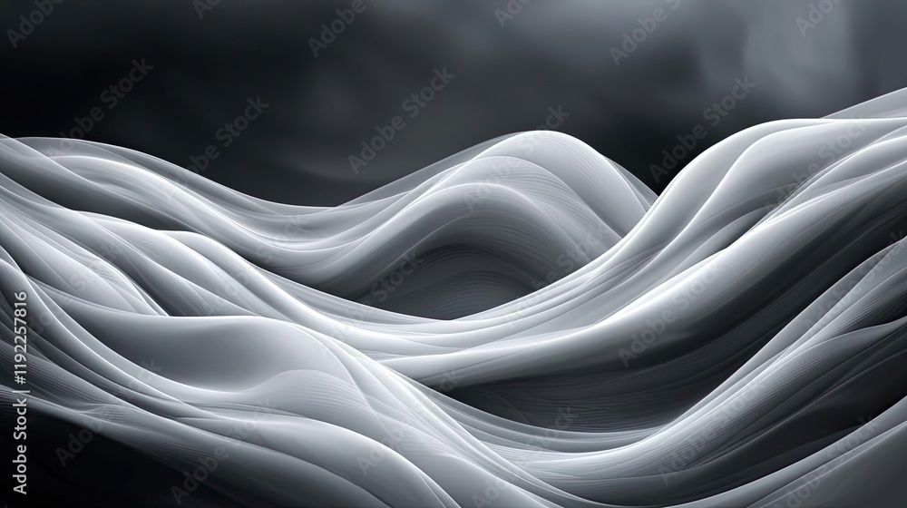 Poster cloudy abstract background idea. a serene abstract image of flowing waves in shades of white and gra