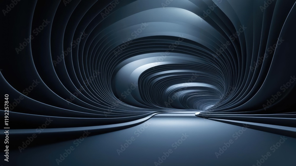 Poster cloudy abstract background idea. futuristic abstract tunnel design with smooth curves and dark tones