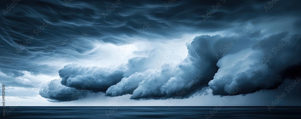 Poster cloudy abstract background idea. dramatic storm clouds gather over an ocean, creating a moody and at