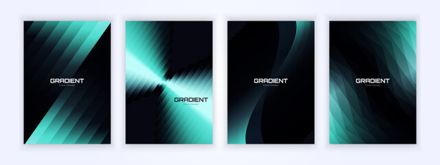 Colorful gradient designs showcasing sleek patterns on black and green backgrounds, perfect for modern presentations or creative projects