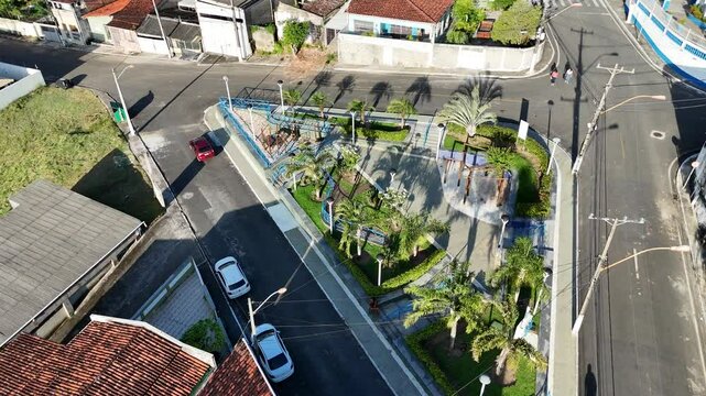 Aerial view of Largo da Cubamba garden in Sao Francisco do Conde, State of Bahia, Brazil