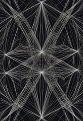 Abstract White Lines Intertwined on Black Background