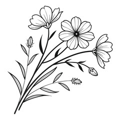 black and white drawing of a flower illustration