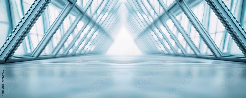 Poster triangle abstract background concept. a modern architectural space with glass structure and bright l