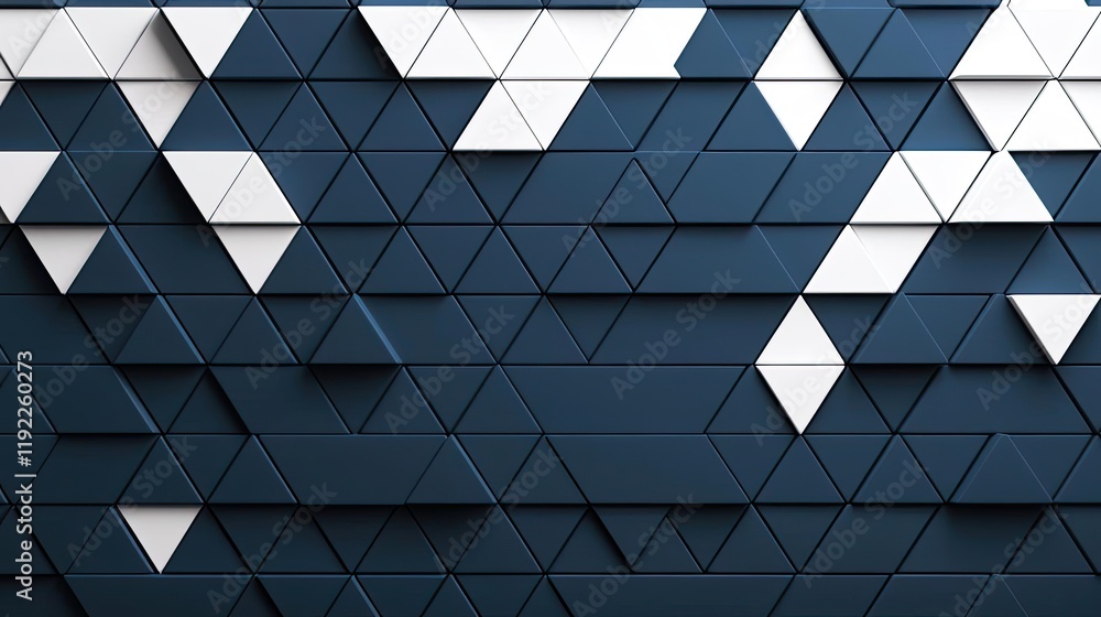 Poster triangle abstract background concept. stylish geometric pattern with blue and white triangles on a t