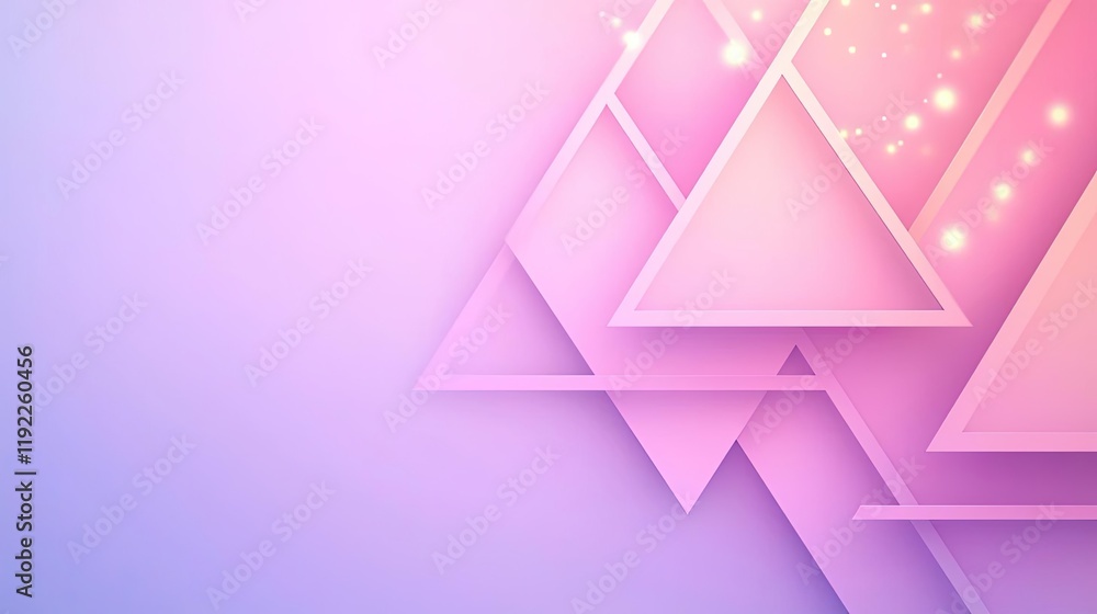 Poster triangle abstract background concept. abstract design featuring vibrant pink triangles against a sof