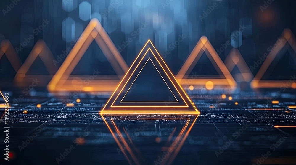 Aufkleber triangle abstract background concept. abstract digital triangles glowing in a futuristic environment