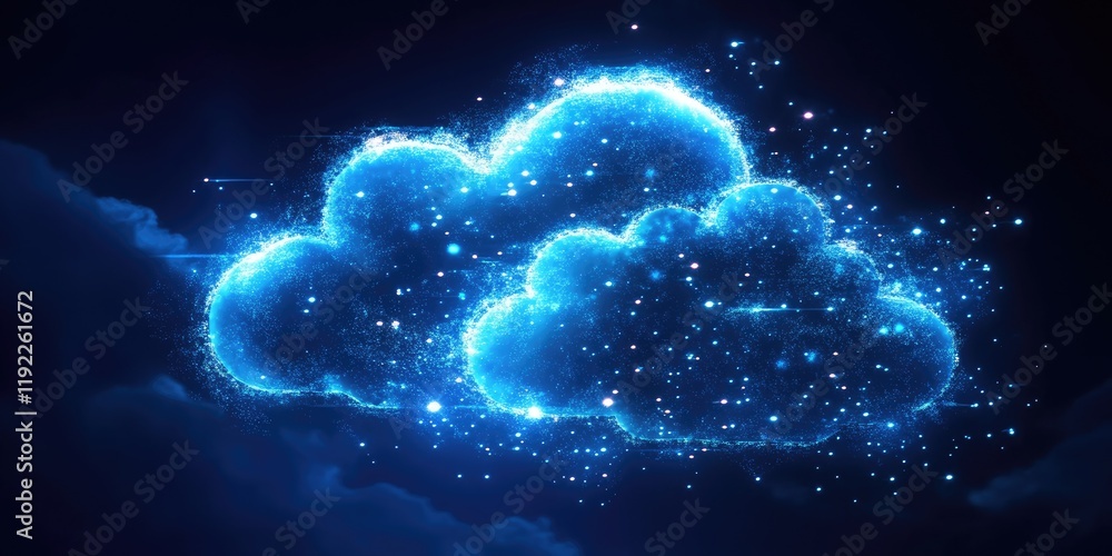 Poster digital transformation strategy focused on automating business processes through cloud computing, cu