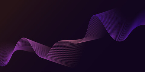 Abstract glowing wave lines on dark purple background. Dynamic wave pattern. Modern flowing wavy lines and Futuristic technology concept
