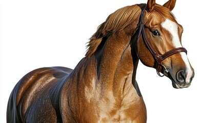 Obraz premium Chestnut Horse Portrait: A Majestic Equine Image. Stunning Photography of a Brown Horse with a Luxurious Mane and Coat.
