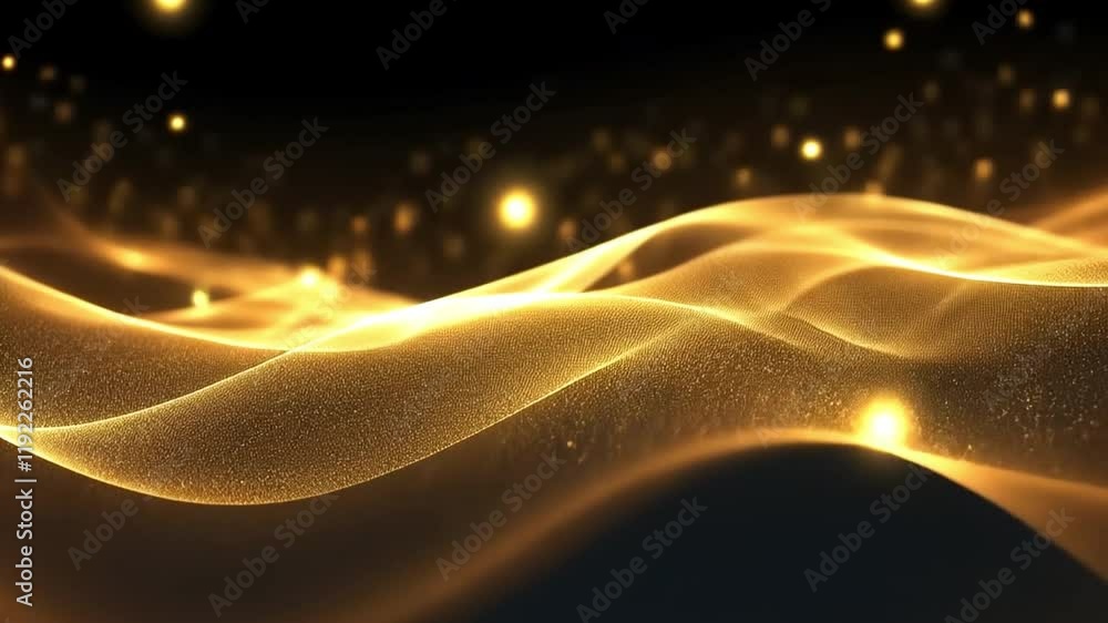 Poster golden abstract waves: a mesmerizing abstract design featuring flowing, shimmering waves of golden l