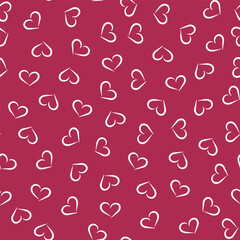 Pattern with hearts on a dark pink background for valentine's day