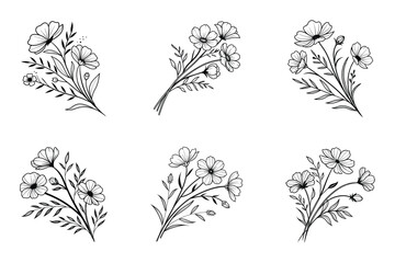 Fototapeta premium Set of flower illustration