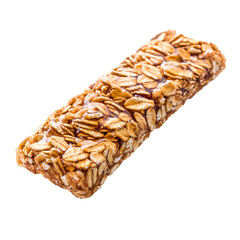 Homemade Granola Bar with Nuts and Seeds on White Background