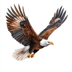 Obraz premium Majestic Bald Eagle in Flight with Outstretched Wings