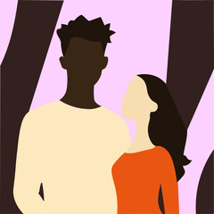 silhouette of a person, couple, valentine days