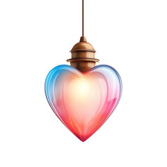 Obraz premium A colorful heart-shaped pendant light with a gradient effect, featuring a warm glow that adds a cozy ambiance.