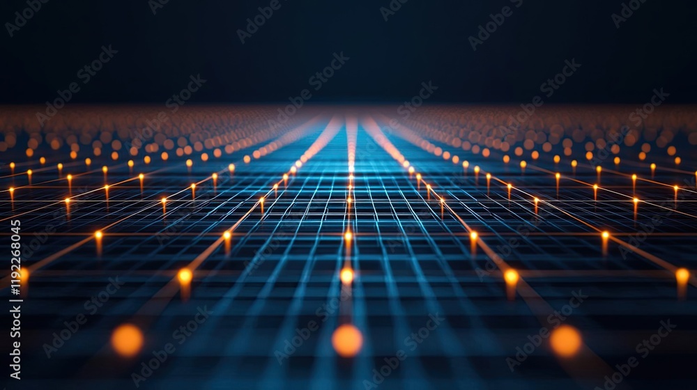 Poster plexus abstract background concept. futuristic glowing grid with illuminated nodes and digital ambia