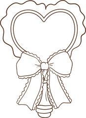 Whimsical Hand-Drawn heart shape mirror. Party Decoration. Vector Illustration