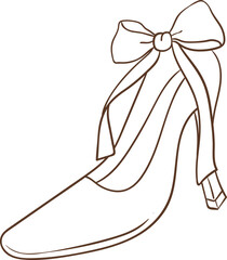 Whimsical Hand-Drawn Heel with Bow. Party Decoration. Vector Illustration