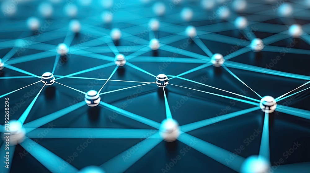 Poster plexus abstract background concept. abstract network connections with blue and silver nodes represen