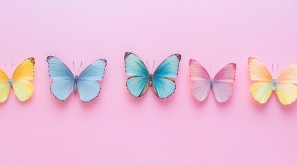 A collection of delicate paper butterflies in various shades of pink and lavender,
