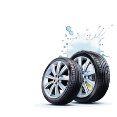 Stylish Car Tires with Glossy Finish and Splash of Color