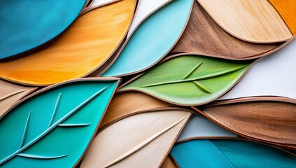 Abstract Colorful Background with Wooden and Fabric Waves