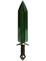 Fototapeta premium A green sword with a faceted blade and a metallic hilt, designed for a fantasy or game-inspired aesthetic.