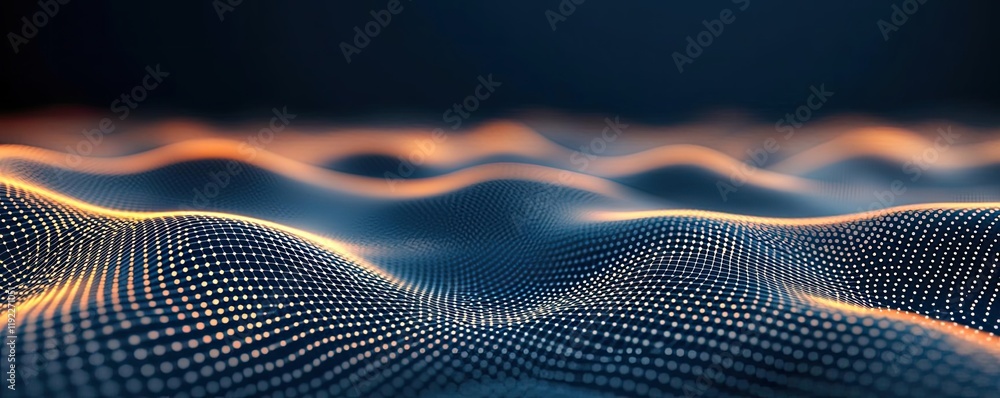 Poster plexus abstract background concept. abstract digital landscape with glowing lines and dots in a dark
