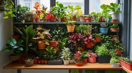 Vibrant scene of urban gardening showcasing vertical gardens balcony plants
