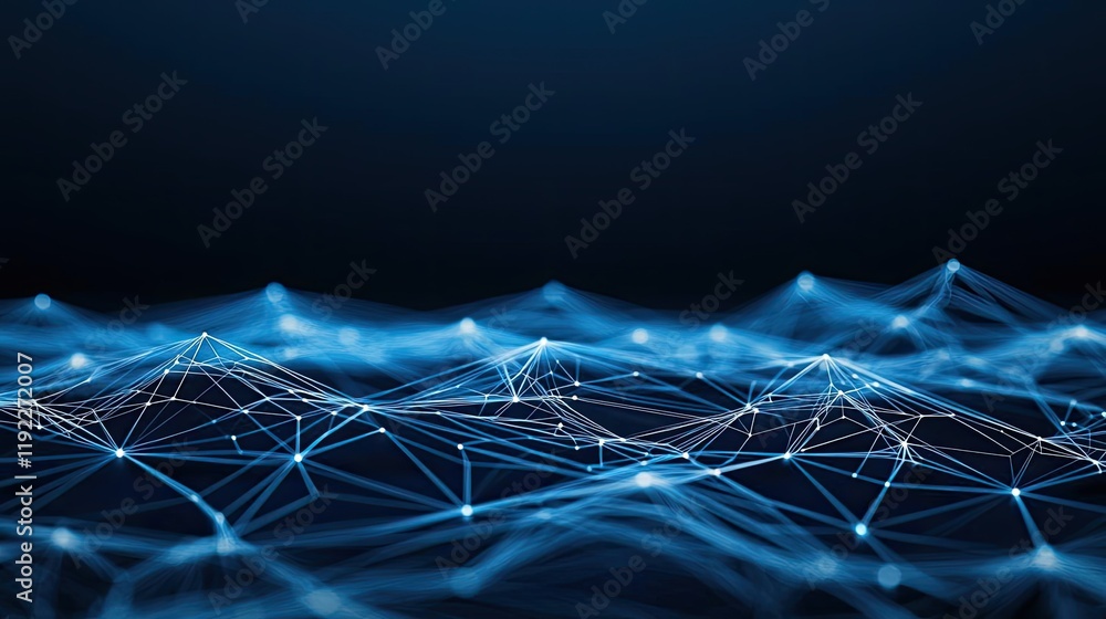 Poster plexus abstract background concept. abstract digital landscape with glowing connections and network 