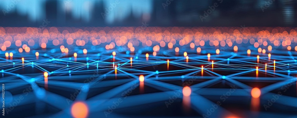 Poster plexus abstract background concept. futuristic network with glowing connections in a digital landsca