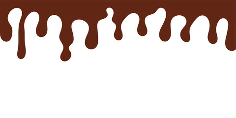 Dripping Melted Chocolates Isolated. Vector Illustration of Liquid Chocolate Cream or Syrup with Place for copy space text
