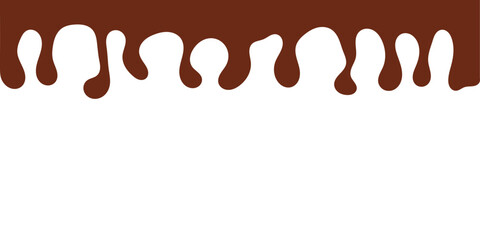 Dripping Melted Chocolates Isolated. Vector Illustration of Liquid Chocolate Cream or Syrup with Place for copy space text