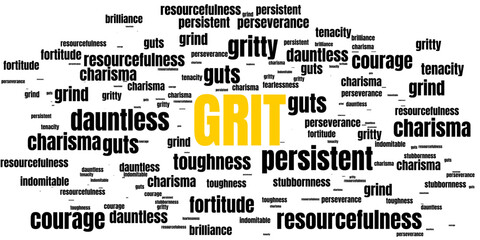 Grit in Typography Style, Vector Illustration for Office Wall Using Important Words and Concepts.