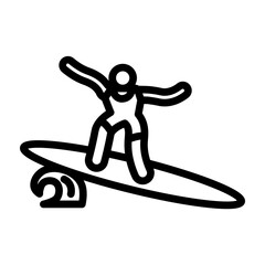 Surfing Vector Line Icon Design