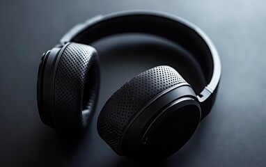 Close-up shot of high-end noise-canceling headphones with intricate detailing on the ear cups and headband, captured in high resolution with soft lighting to highlight their premium design