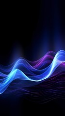 Digital technology blue and purple abstract sound wave poster background