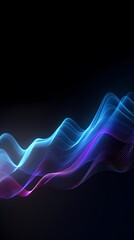 Fototapeta premium Digital technology blue and purple abstract sound wave poster background